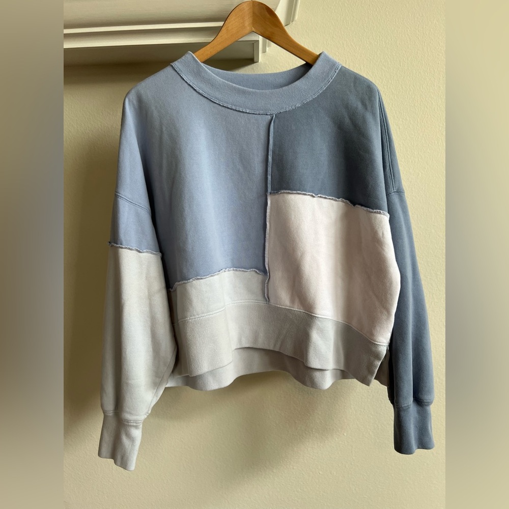 Abercrombie and Fitch Colorblock Sweatshirt - Blue and White
